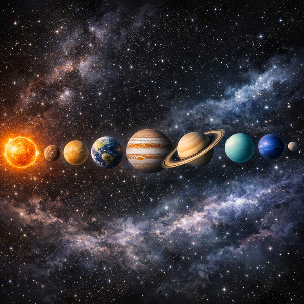 Planets aligned across the solar system